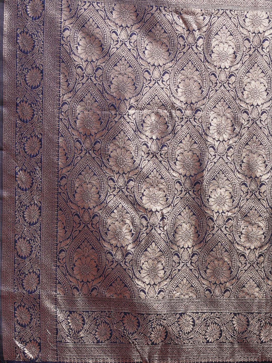 Astita Navy Blue Banarasi Silk Saree with Zari Weaving - A Timeless Tale of Elegance - Distacart