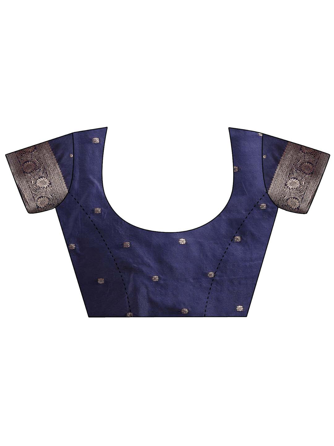 Astita Navy Blue Banarasi Silk Saree with Zari Weaving - A Timeless Tale of Elegance - Distacart