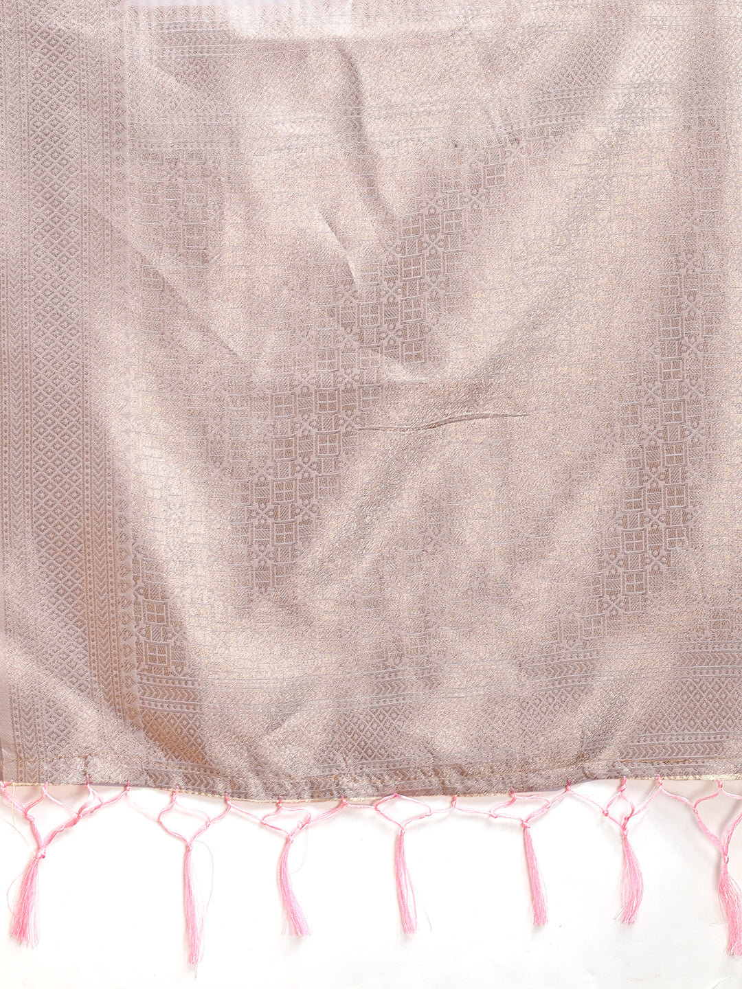 Astita White & Pink Cotton Woven Zari Work Traditional Tassel Saree - Distacart