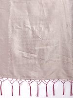 Thumbnail for Astita White & Purple Cotton Woven Zari Work Traditional Tassel Saree - Distacart