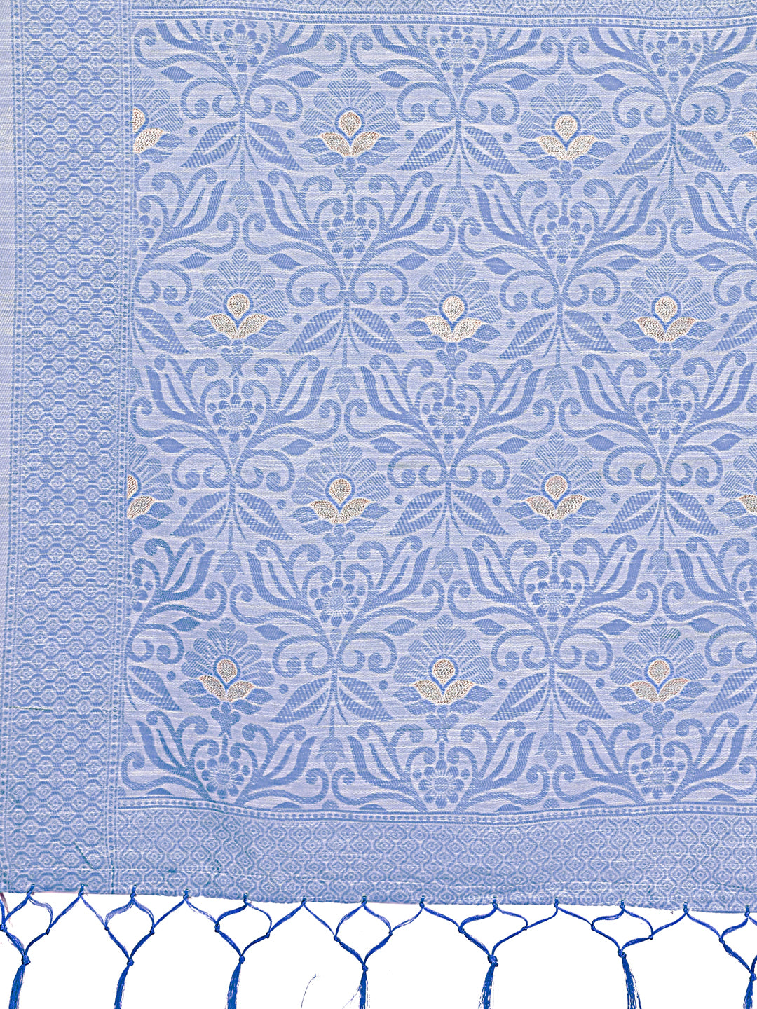 Astita Grey Lichi Silk Saree with Floral Weaving & Tassel Pallu - Elegant Festive & Party Wear Saree - Distacart