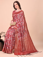 Thumbnail for Astita Elegant Red Cotton Silk Saree with Floral Design & Rich Pallu - Festive & Wedding Wear - Distacart