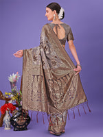 Thumbnail for Astita Elegant Grey Floral Lichi Silk Saree with Zari Weaving and Rich Pallu - Wedding & Festive Wear Saree - Distacart