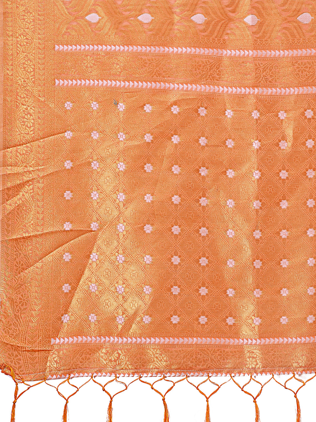 Astita Elegant Peach Linen Saree with Silver Zari Butta & Pallu - Daily Wear | Festive Look | Soft Feel - Distacart