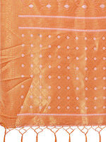 Thumbnail for Astita Elegant Peach Linen Saree with Silver Zari Butta & Pallu - Daily Wear | Festive Look | Soft Feel - Distacart