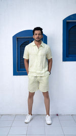 Thumbnail for Noroke Sustainable fabric | 100% Linen Linen Embroidered Co-ord Set Men - Green - Distacart