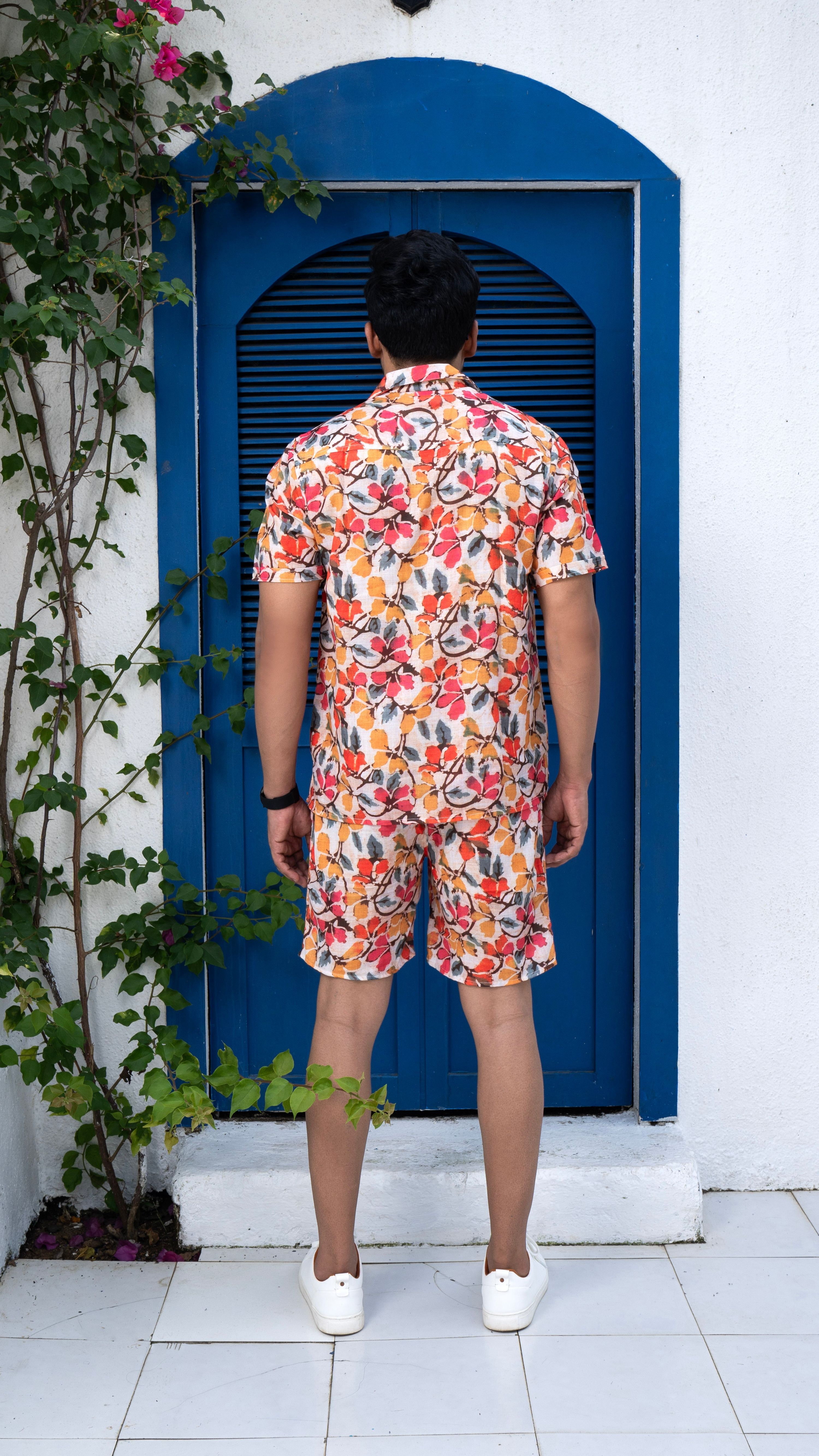 Noroke Sustainable fabric | Linen Linen Floral Print Co-ord Set Men - Distacart