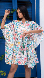 Thumbnail for Noroke Linen Floral Short Kaftan Dress - Printed - Distacart