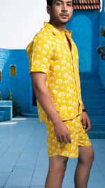 Thumbnail for Noroke Sustainable fabric | 100% Linen Linen Mustard Co-ord Set Men - Mustard - Distacart