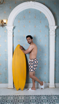 Thumbnail for Noroke Sustainable fabric | Poly elastane Nude Patterned Men Swim Shorts