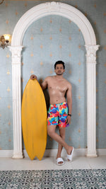 Thumbnail for Noroke Sustainable fabric | Poly elastane Red Geometric Patterned Men Board Shorts - Distacart