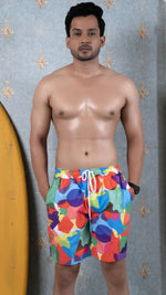 Thumbnail for Noroke Sustainable fabric | Poly elastane Red Geometric Patterned Men Board Shorts - Distacart
