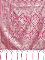 Thumbnail for Astita Graceful Cream & Pink Linen Cotton Saree with Rich Zari Pallu - A Touch of Royal Comfort - Distacart