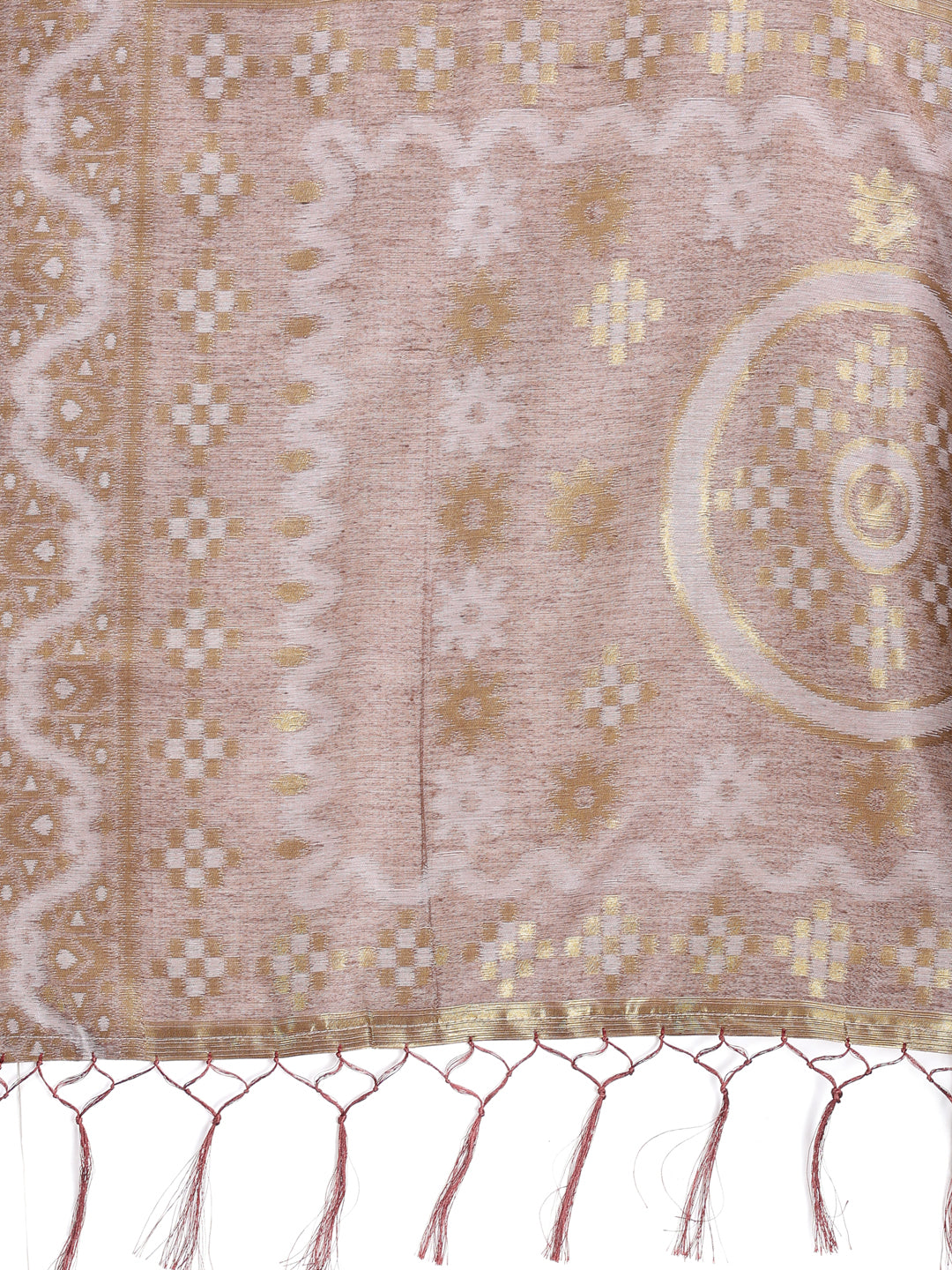 Astita Graceful Beige & Brown Linen Cotton Saree - Lightweight Elegance for Modern Women - Distacart
