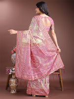Thumbnail for Astita Graceful Beige & Pink Linen Cotton Saree - Lightweight Elegance for Modern Women - Distacart