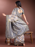 Thumbnail for Astita Graceful Beige & Grey Linen Cotton Saree - Lightweight Elegance for Modern Women - Distacart