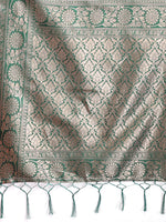 Thumbnail for Astita Green Linen Cotton Woven Zari Work Traditional Tassel Saree - Distacart