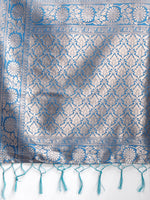 Thumbnail for Astita Sky Blue Linen Cotton Woven Zari Work Traditional Tassel Saree - Distacart