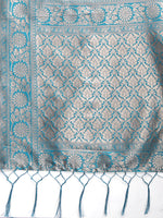 Thumbnail for Astita Sea Green Linen Cotton Woven Zari Work Traditional Tassel Saree - Distacart