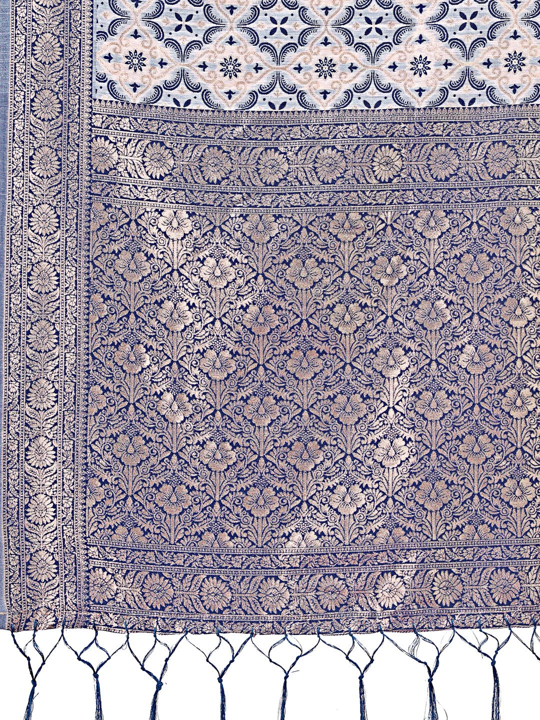 Astita Blue Linen Saree with Rich Woven Zari Work - Elegant Ethnic Saree for Festive & Office Wear - Distacart