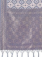 Thumbnail for Astita Blue Linen Saree with Rich Woven Zari Work - Elegant Ethnic Saree for Festive & Office Wear - Distacart