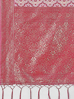 Thumbnail for Astita Pink Linen Saree with Rich Woven Zari Work - Elegant Ethnic Saree for Festive & Office Wear - Distacart