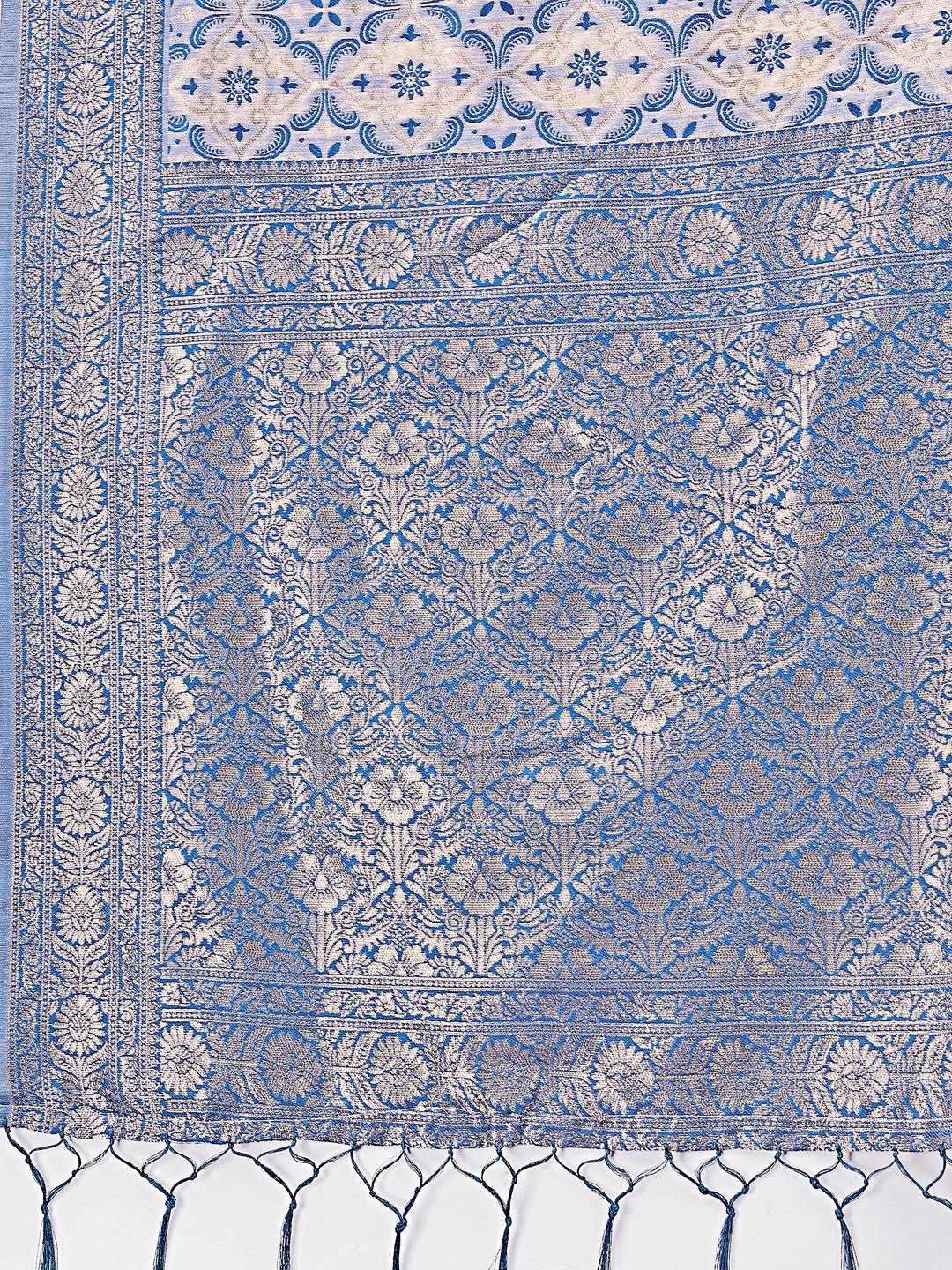 Astita Sky Blue Linen Saree with Rich Woven Zari Work - Elegant Ethnic Saree for Festive & Office Wear - Distacart
