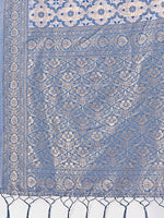 Thumbnail for Astita Sky Blue Linen Saree with Rich Woven Zari Work - Elegant Ethnic Saree for Festive & Office Wear - Distacart