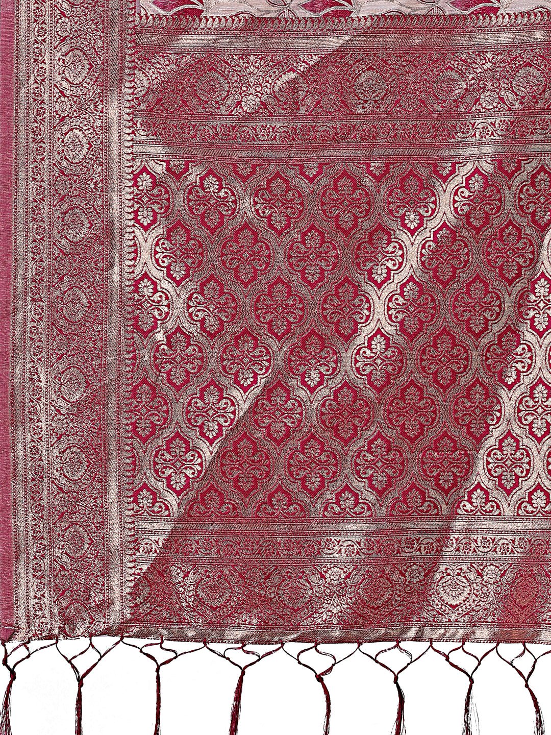 Astita Stunning Beige & Purple Linen Saree with Floral Print and Rich Zari Pallu - Festive & Traditional Wear - Distacart