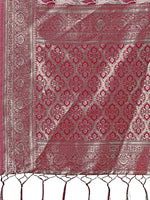 Thumbnail for Astita Stunning Beige & Purple Linen Saree with Floral Print and Rich Zari Pallu - Festive & Traditional Wear - Distacart