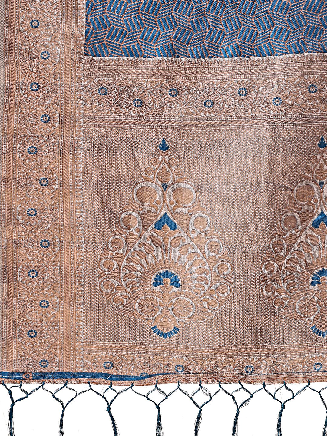 Astita Graceful Blue & Beige Lichi Silk Saree with Elegant Woven Pallu - Timeless Beauty for Every Occasion - Distacart