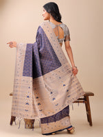 Thumbnail for Astita Graceful Navy Blue & Beige Lichi Silk Saree with Elegant Woven Pallu - Timeless Beauty for Every Occasion - Distacart