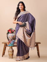 Thumbnail for Astita Graceful Navy Blue & Beige Lichi Silk Saree with Elegant Woven Pallu - Timeless Beauty for Every Occasion - Distacart