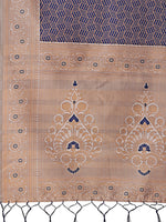 Thumbnail for Astita Graceful Navy Blue & Beige Lichi Silk Saree with Elegant Woven Pallu - Timeless Beauty for Every Occasion - Distacart