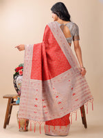 Thumbnail for Astita Graceful Red & Beige Lichi Silk Saree with Elegant Woven Pallu - Timeless Beauty for Every Occasion - Distacart