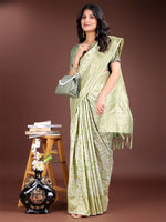 Thumbnail for Astita Light Green Linen Cotton Saree - Elegant Simplicity for Everyday Grace - Distacart