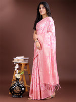 Thumbnail for Astita Pink Linen Cotton Saree - Elegant Simplicity for Everyday Grace - Distacart
