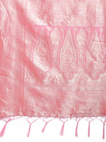 Thumbnail for Astita Pink Linen Cotton Saree - Elegant Simplicity for Everyday Grace - Distacart