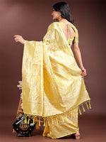 Thumbnail for Astita Yellow Linen Cotton Saree - Elegant Simplicity for Everyday Grace - Distacart