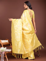 Thumbnail for Astita Elegant Yellow Cotton Saree with Golden Zari Work - Graceful Comfort for Everyday & Festive Wear - Distacart