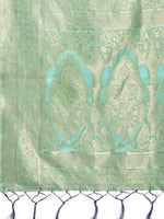 Thumbnail for Astita Elegant Sea Green Cotton Saree with Golden Zari Work - Graceful Comfort for Everyday & Festive Wear - Distacart