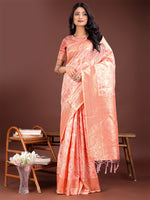 Thumbnail for Astita Elegant Orange Cotton Saree with Golden Zari Work - Graceful Comfort for Everyday & Festive Wear - Distacart