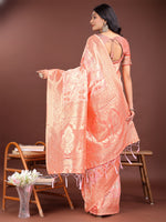 Thumbnail for Astita Elegant Orange Cotton Saree with Golden Zari Work - Graceful Comfort for Everyday & Festive Wear - Distacart