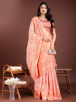Thumbnail for Astita Elegant Orange Cotton Saree with Golden Zari Work - Graceful Comfort for Everyday & Festive Wear - Distacart