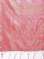 Thumbnail for Astita Elegant Pink Cotton Saree with Golden Zari Work - Graceful Comfort for Everyday & Festive Wear - Distacart