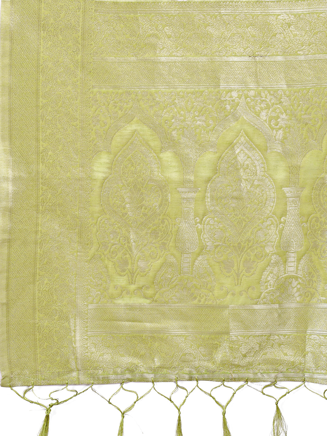 Astita Elegant Light Green Cotton Saree with Golden Zari Work - Graceful Comfort for Everyday & Festive Wear - Distacart