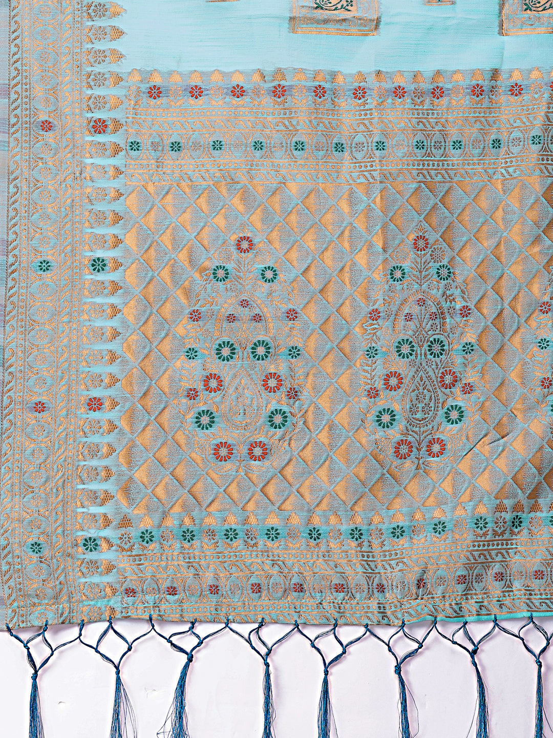 Astita Elegant Sea Green Linen Saree with Intricate Woven Patterns - Lightweight Grace for Everyday and Festive Moments - Distacart