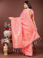 Thumbnail for Astita Elegant Peach Linen Saree with Intricate Woven Patterns - Lightweight Grace for Everyday and Festive Moments - Distacart