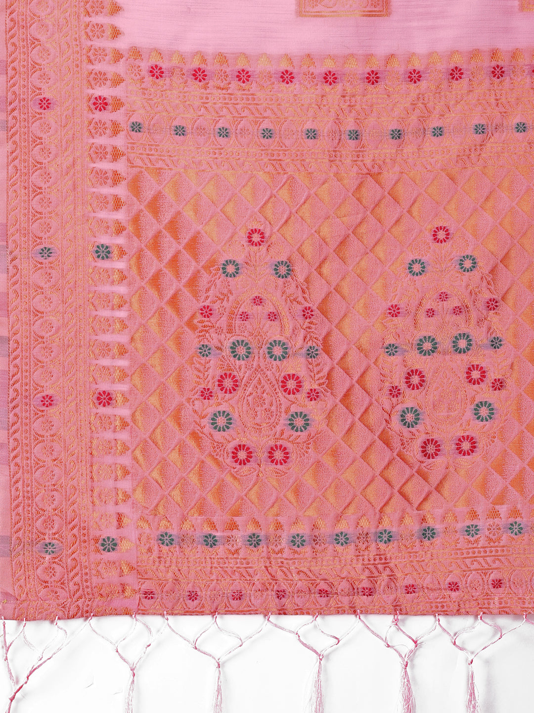 Astita Elegant Light Pink Linen Saree with Intricate Woven Patterns - Lightweight Grace for Everyday and Festive Moments - Distacart
