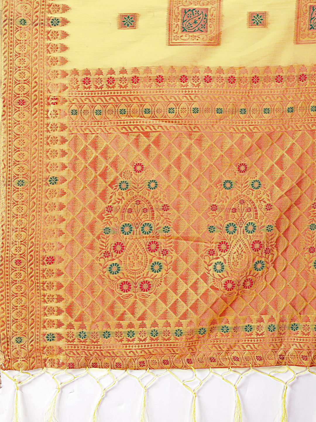 Astita Elegant Yellow Linen Saree with Intricate Woven Patterns - Lightweight Grace for Everyday and Festive Moments - Distacart